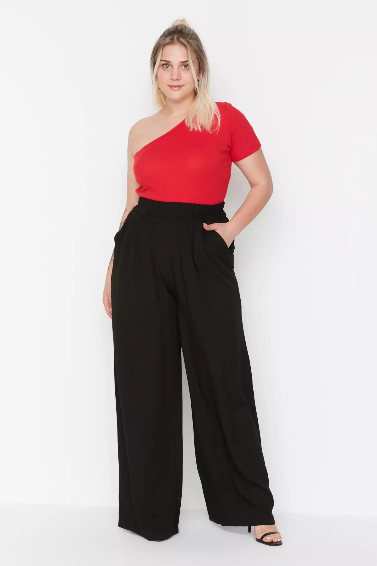 Plus Size Woven Viscose Trousers