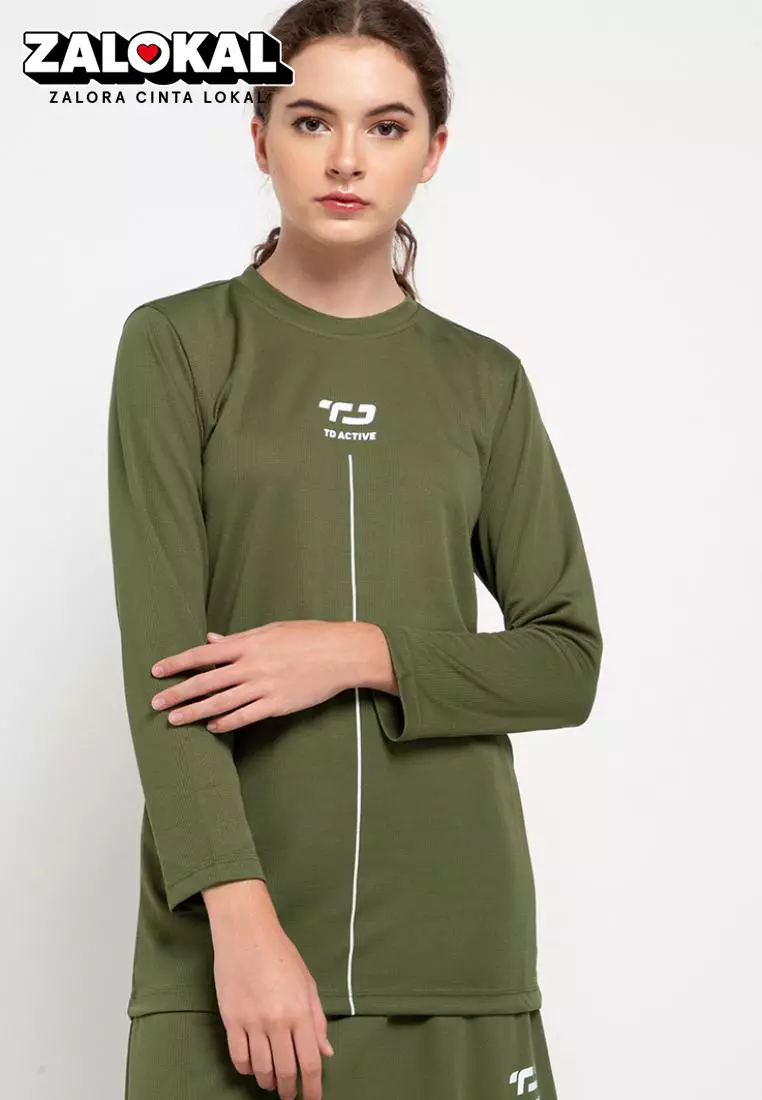 Td Active LS013 l-s Raglan Hijau Kaos