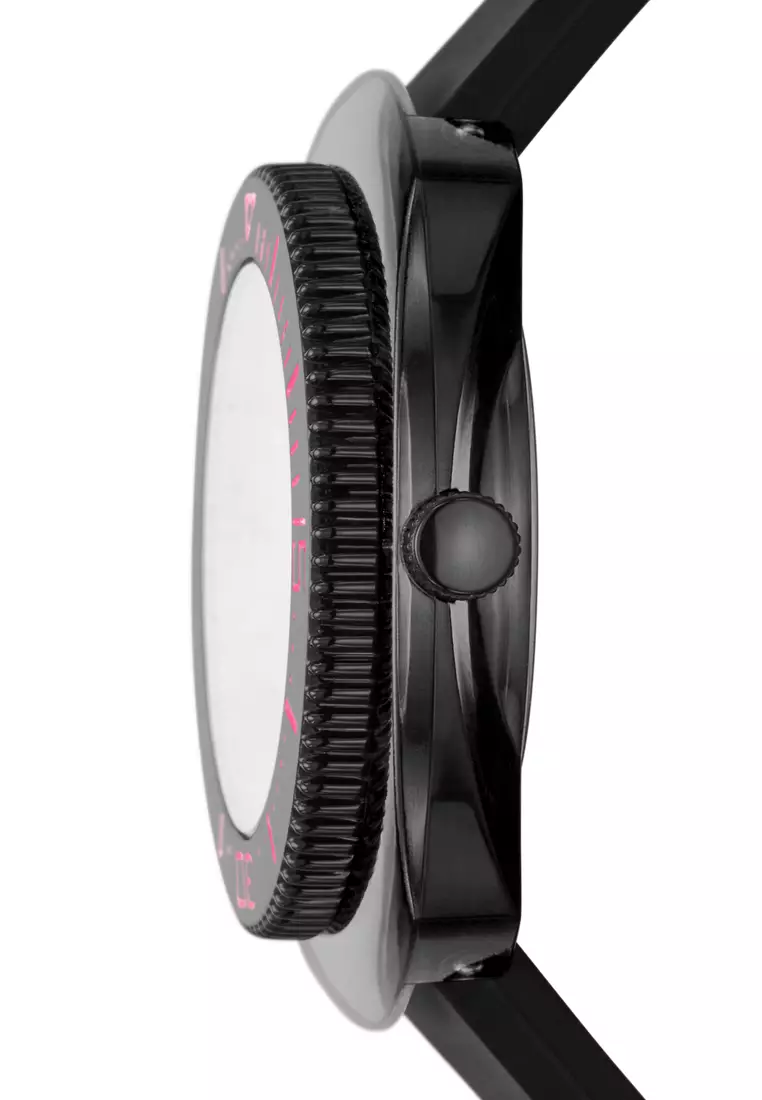 Skechers Women's PALMERA Three Hand Watch ( SR6318 ) - Quartz, Black Case, Round Dial, 20 MM Black Silicone Band