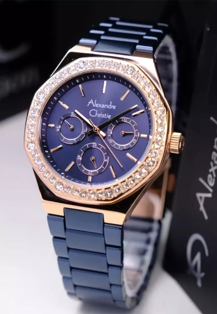 Alexandre Christie - Jam Tangan Analog Wanita - Blue Dial - All Stainless Steel - 2B58BFBURBU