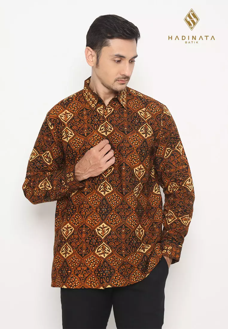 Hadinata Batik Pria Kemeja Panjang Cap Semi Tulis Bhadrika