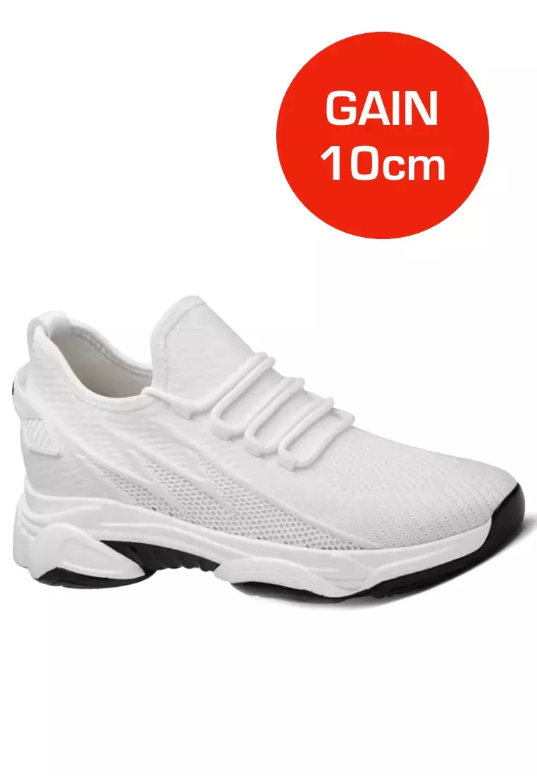 Gain 10cm instantly - White Sneakers with special soles that make you 10cm taller - increase your height and boost your self confidence