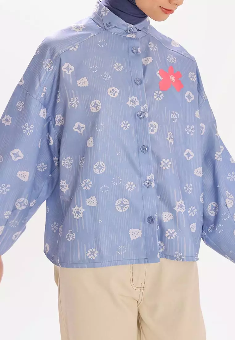 Ria Miranda Washed Blue Halie Top