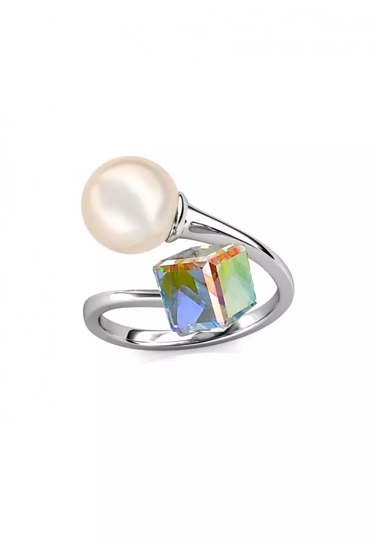 Pearl Cube Ring - Cincin Crystal Swarovski® By Her Jewellery