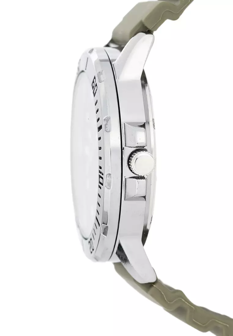 Analog Watch 20122530-Grn Strap-Black Dial