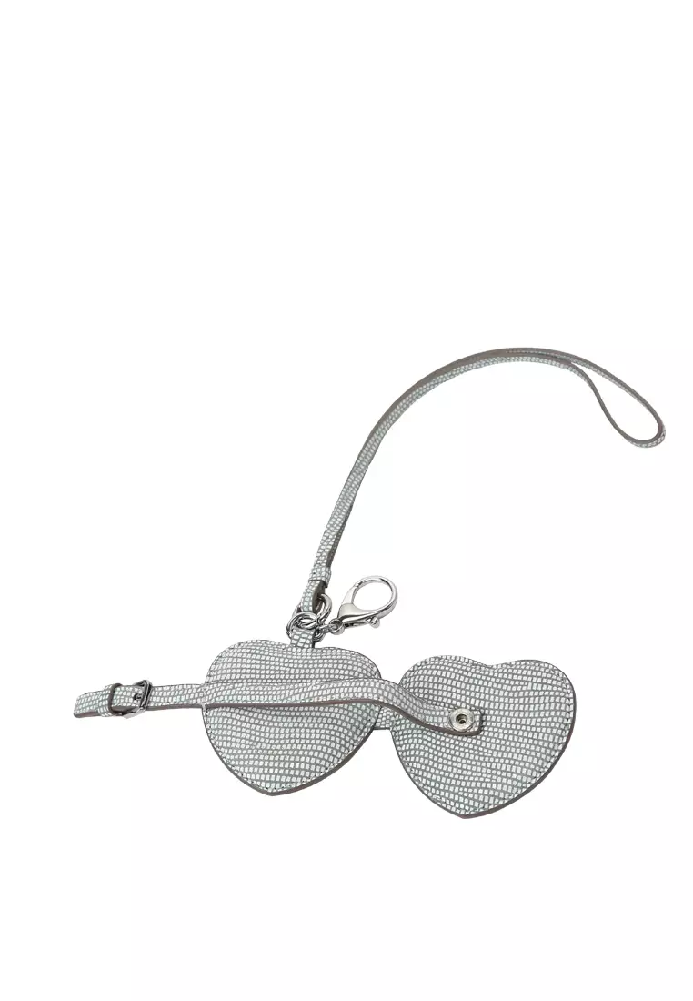 迷你心型鏡子吊飾 - 銀色