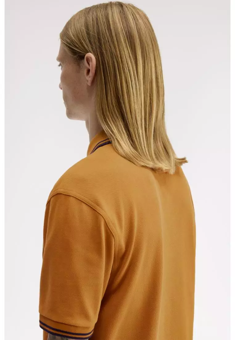 Fred Perry M3600 Twin Tipped Fred Perry Shirt (Dark Caramel / Navy / Navy)