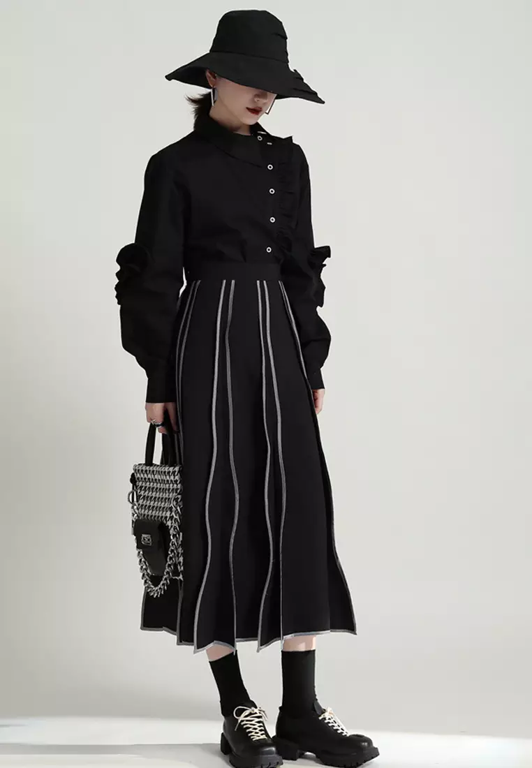 VANSA Fashion Pleated Panel Skirt VCW-Sk2672
