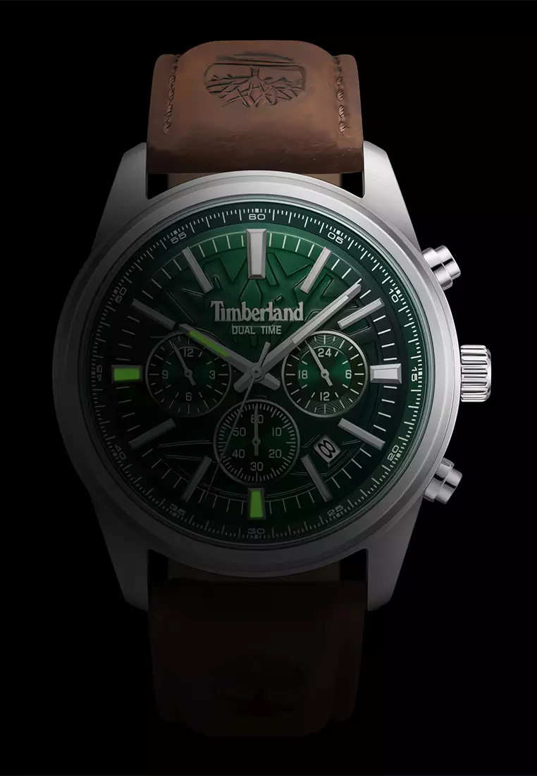 Timberland NorthBridge - Jam Tangan Analog Pria - Green Dial - Dark Brown Leather Strap - TDWGF0041206