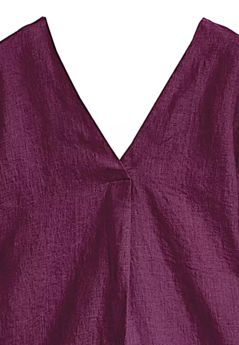 Pure Linen V-Neck Relaxed Popover Blouse