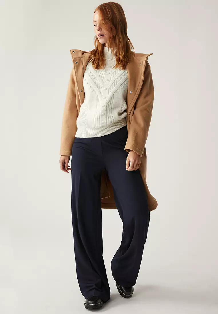 Jersey Wide Leg Trousers With Stretch