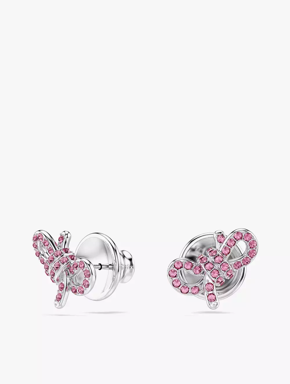 Lifelong Bow Stud Earrings, Bow, Pink, Rhodium Plated