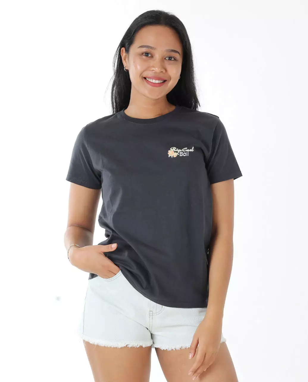 Rip Curl Women Bali Waikiki Standard Tee - Washed Black Bali