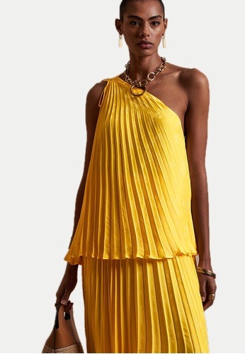 Banana Republic yellow Pleated One Shoulder Top B64A5AA43D97D3GS_1