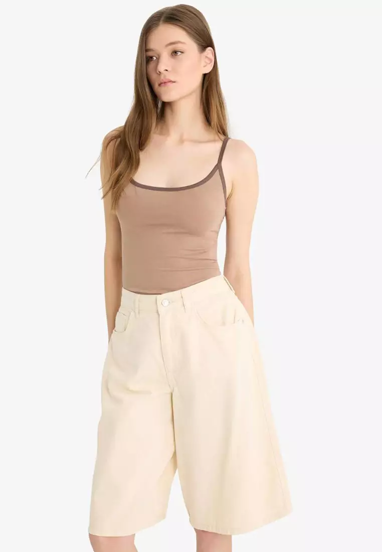 Coool Normal Waist Short Leg Gabardine Bermuda Shorts F3133Ax25Hs