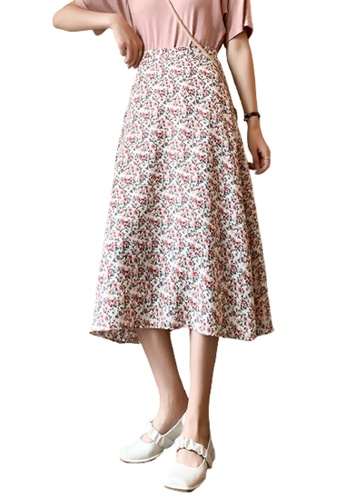 Halo pink Floral Printed Skirt 10B09AA9708973GS_1