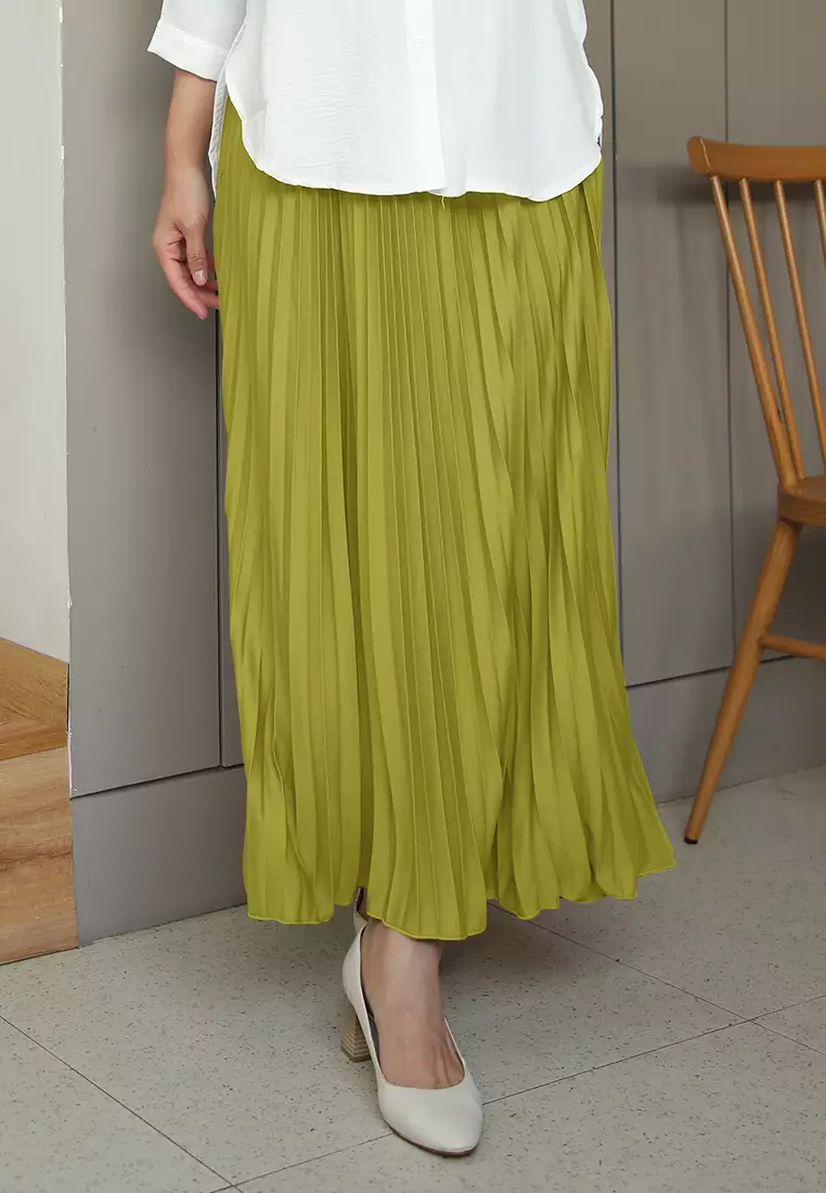 Cotton Bee - Rok Plisket Niana Aline Basic - Lemon Grass