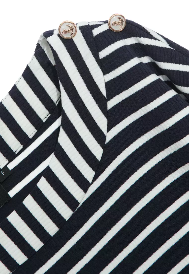 Short Sleeve Navy Stripe Dress