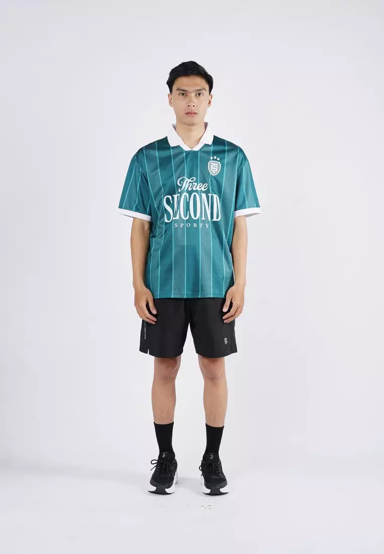 3Second Men's Collar Jersey T-Shirt Short Sleeve Relaxed Fit Polyester Zidane OL-310725