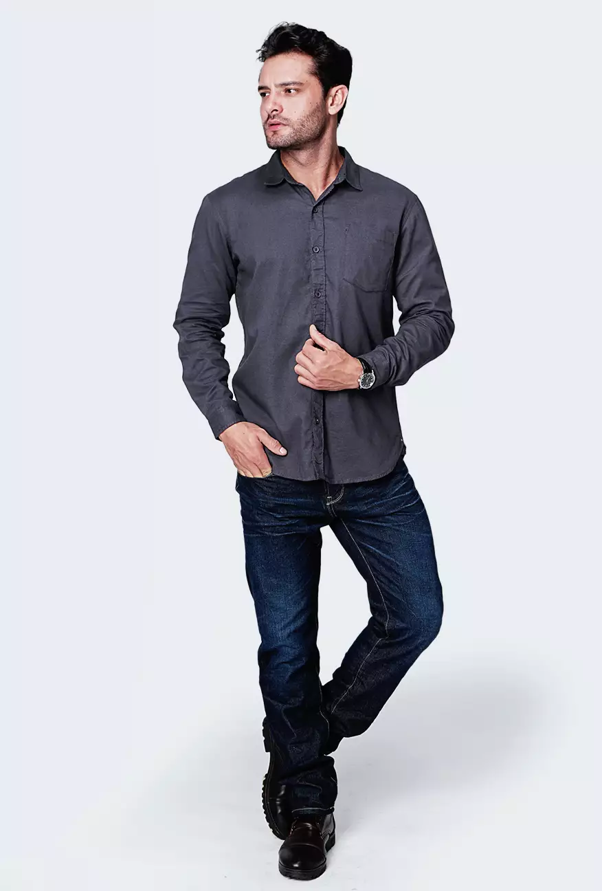 Kemeja Pria Ottoman Dark Grey