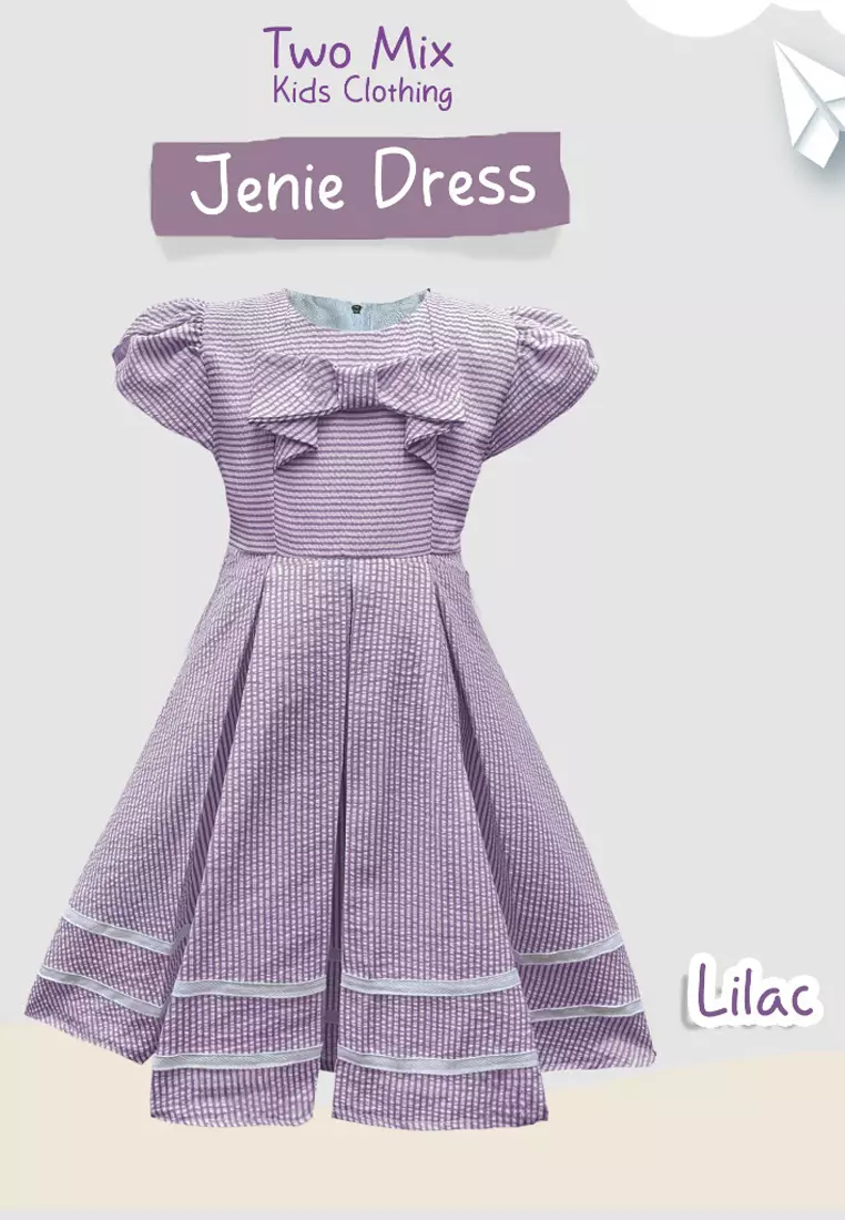 Two Mix - Jenie Baju Dress Anak Cewek Perempuan Lebaran 1-12 Tahun 4394 Lilac