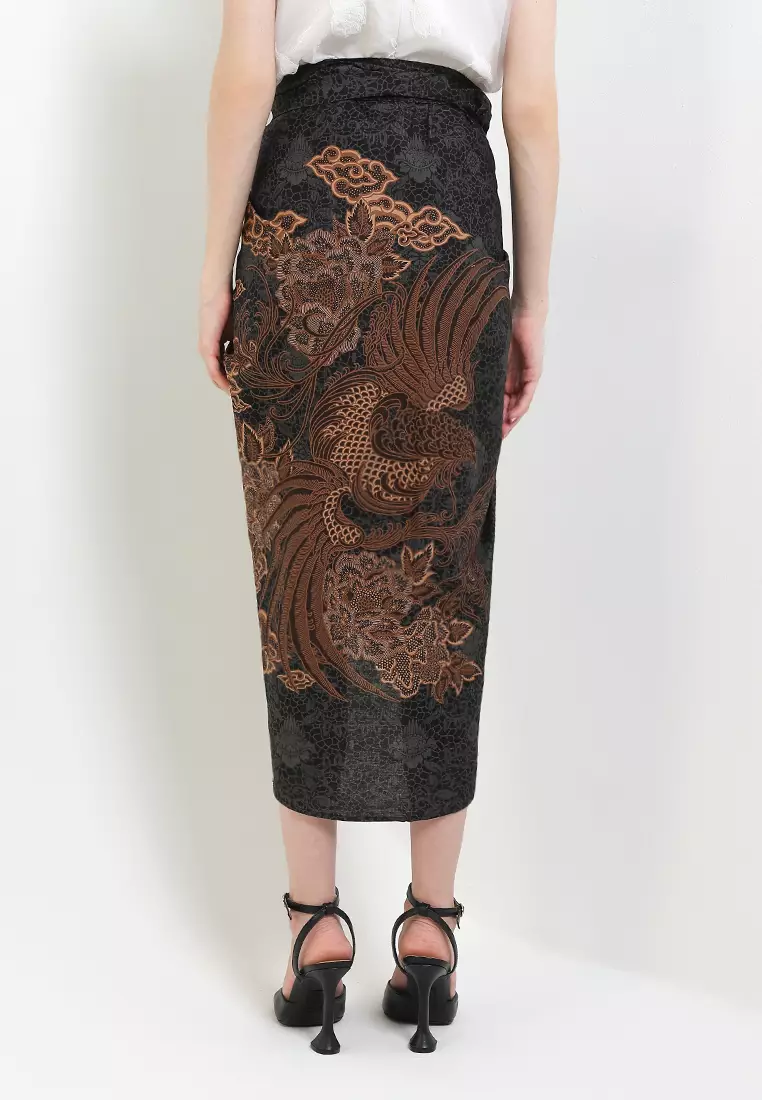 Rok Lilit Wanita Kondangan Batik Instant Hazel Black Brown