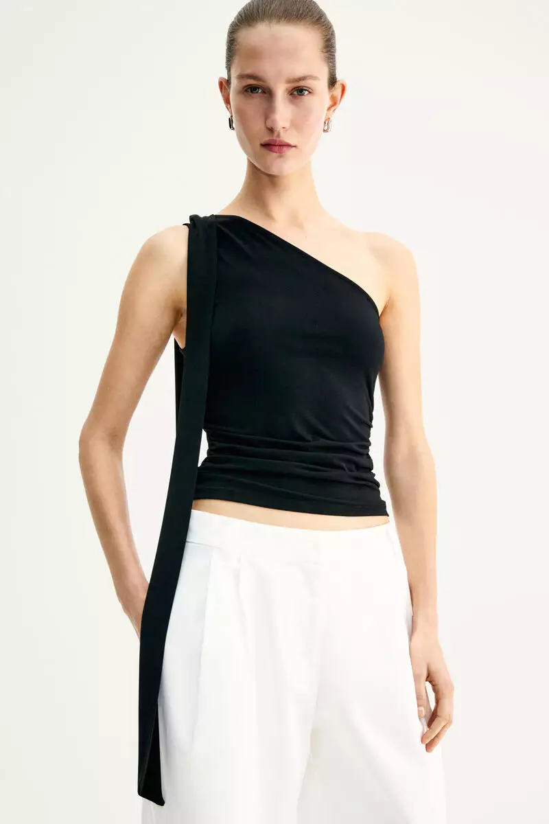 Draped one-shoulder top