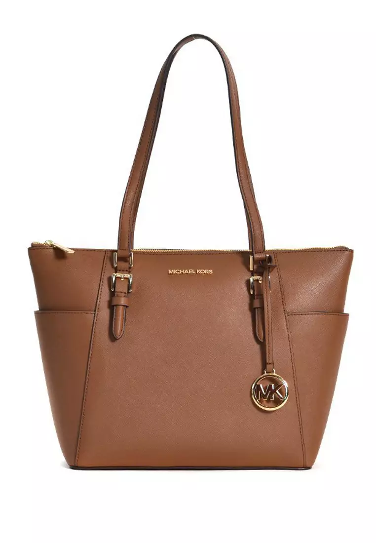 Michael Kors Charlotte Large Saffiano Leather Top-Zip Tote Bag
