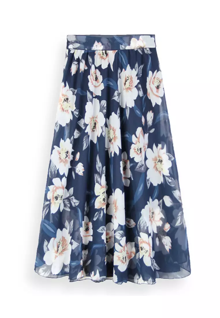 碎花雪紡半身長裙 QW-JR2221