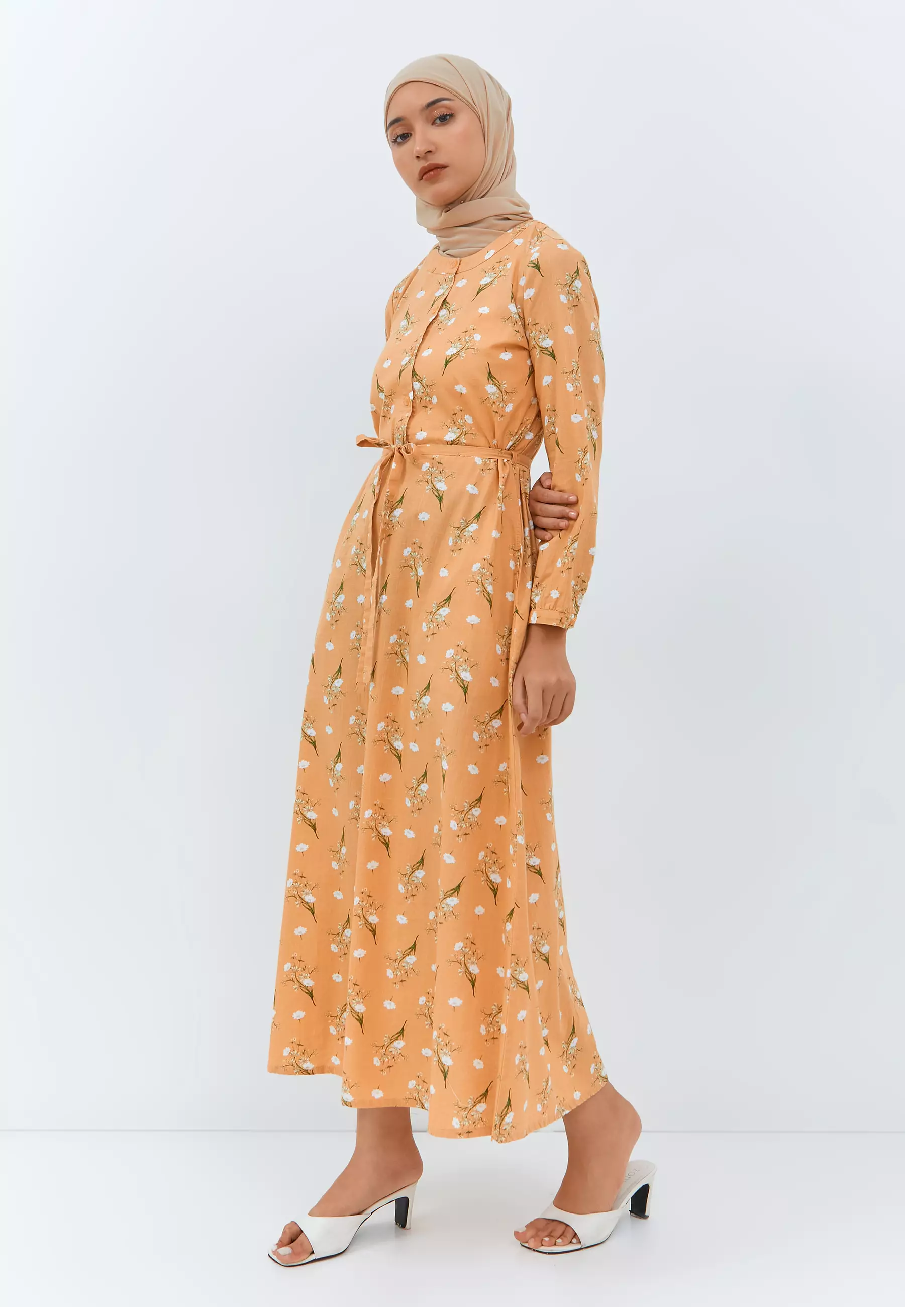 Latifa Flower Dress Peach (G.4219)