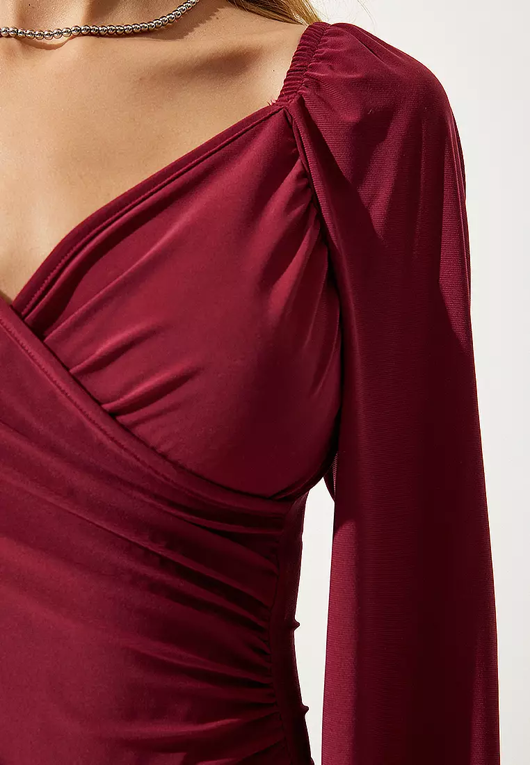 Long Sleeves Surplice Blouse