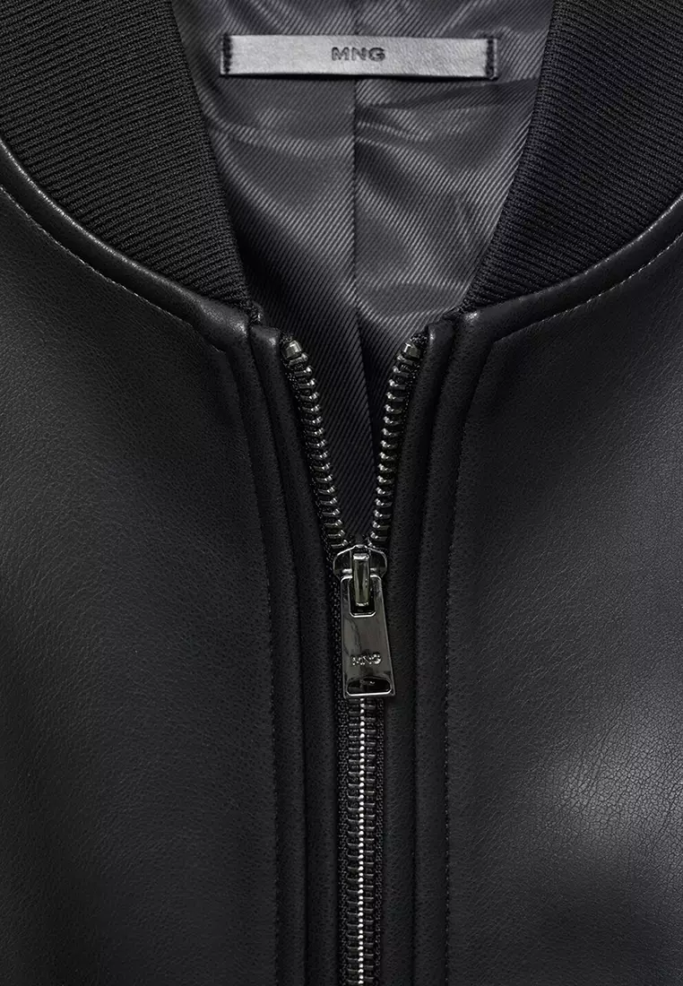 Leather-Effect Bomber Jacket
