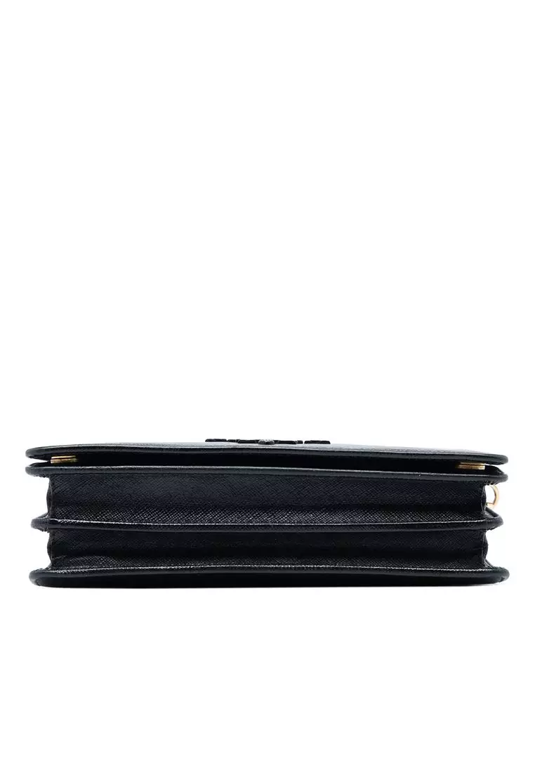 Pre-Loved Prada Saffiano Lux Monochrome Wallet On Chain