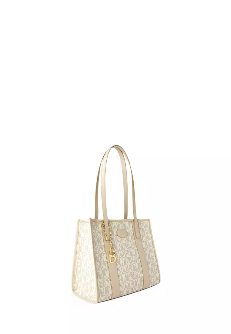 Bonia Beige Cosima Small Monogram Tote Bag