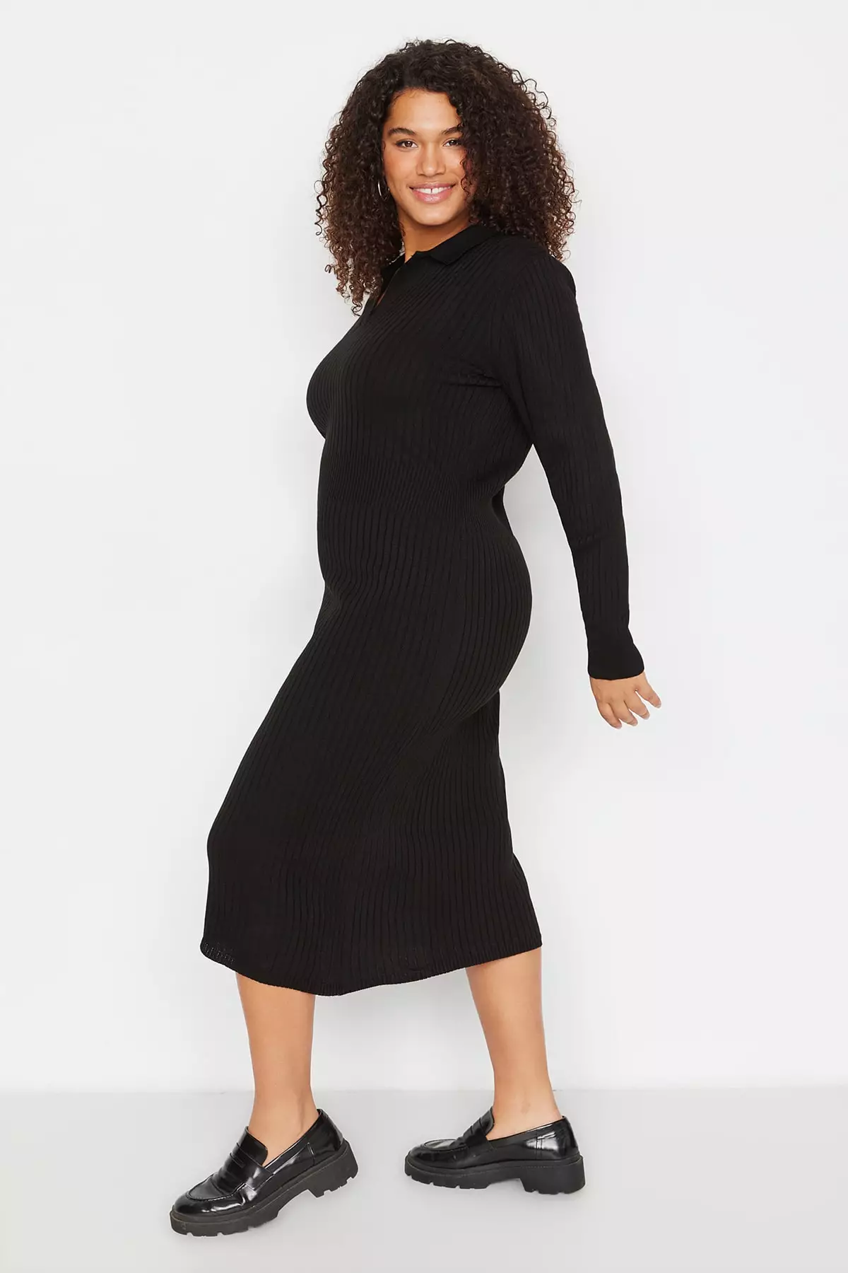 Plus size black hotsell polo neck jumper