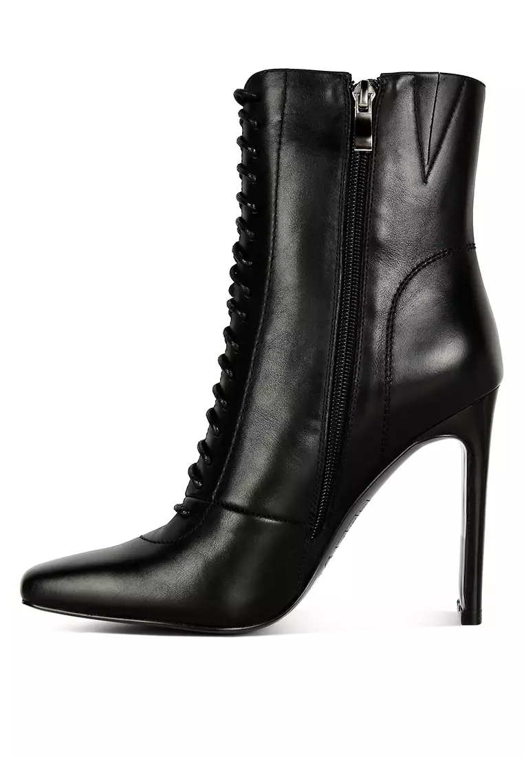 Buy Rag & CO. Black Lace Up Leather Ankle Boots Online | ZALORA Malaysia