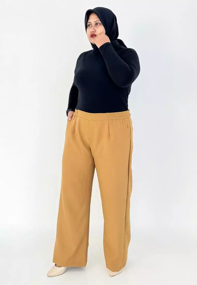 Kia Pants (Celana Basic Kantor) Bigsize - Coklat