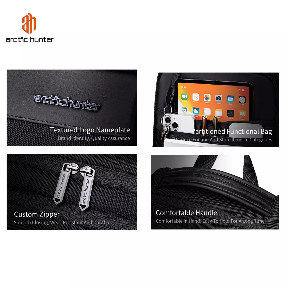 Arctic Hunter B00690 Tas Backpack Laptop Ransel Kerja Kantor Kasual 15.6 Inch- GREY