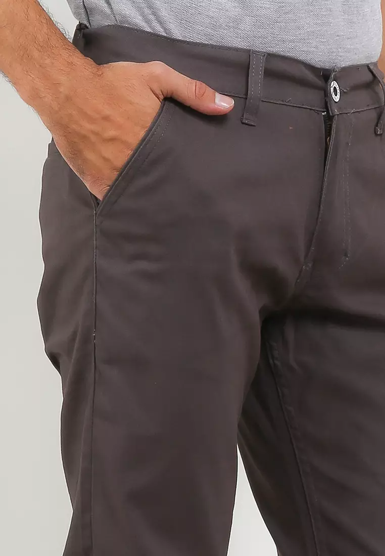 BULFARO Celana Chino Pants Cotton Twill Stretch - Grey