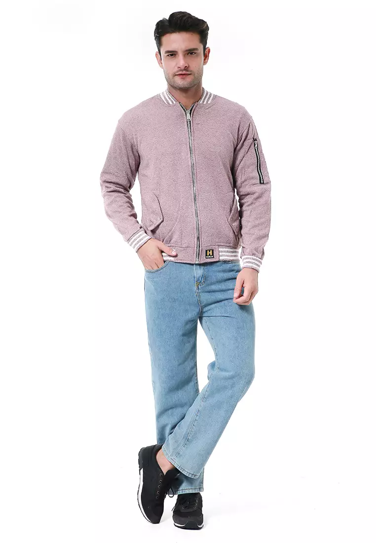 Cyrano Outerwear Pria Jaket Bomber Pria Motif Polos Material Baby Tery ORIGINAL - Red