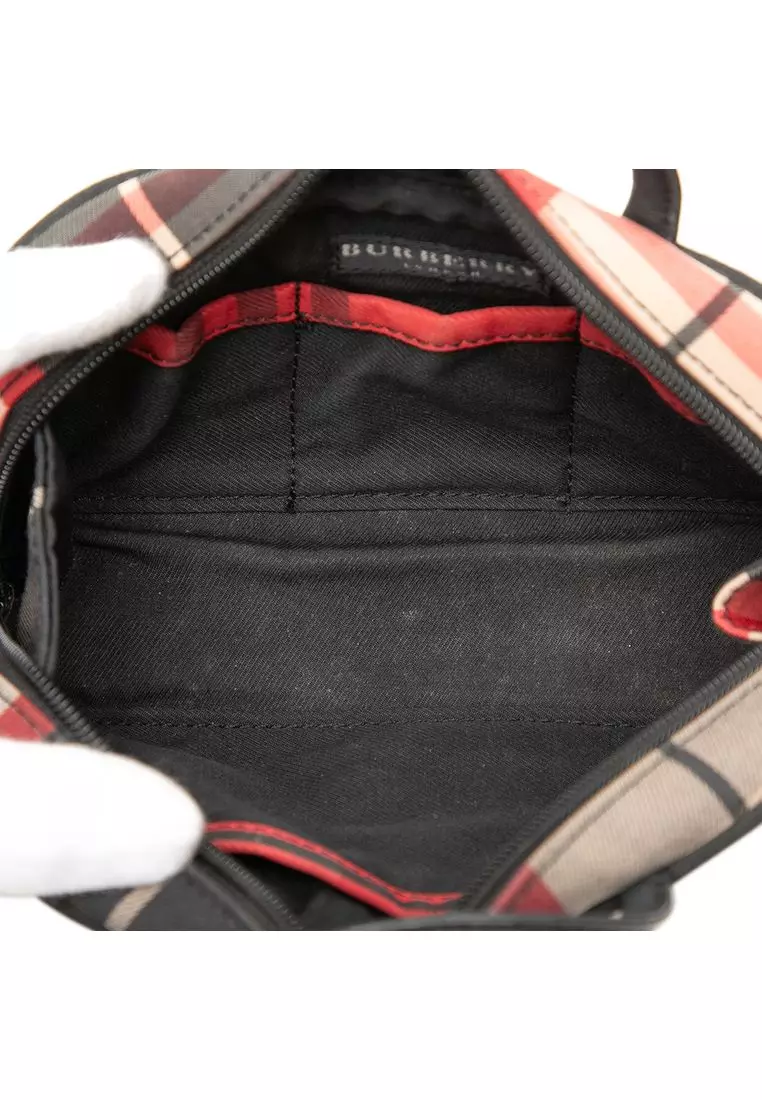 Pre-Loved Burberry Mini Exploded Check Canvas Handbag