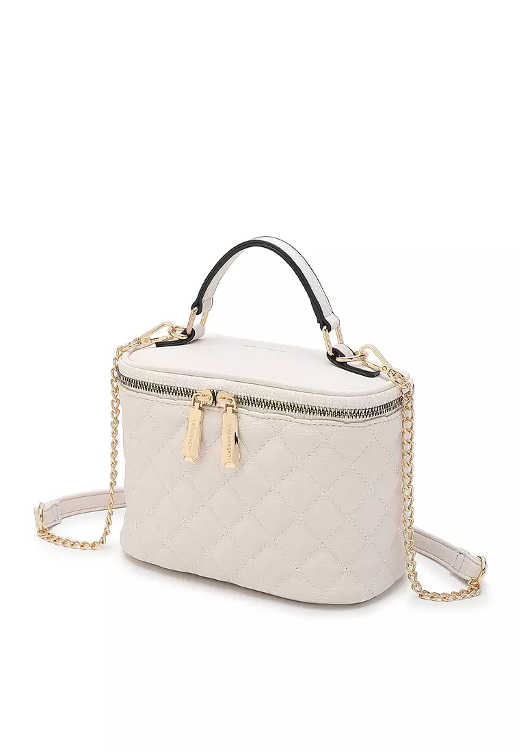 Women's Quilted Top Handle Bag / Sling Bag / Crossbody Bag (Tas Selempang / Tas Tangan) - Krem