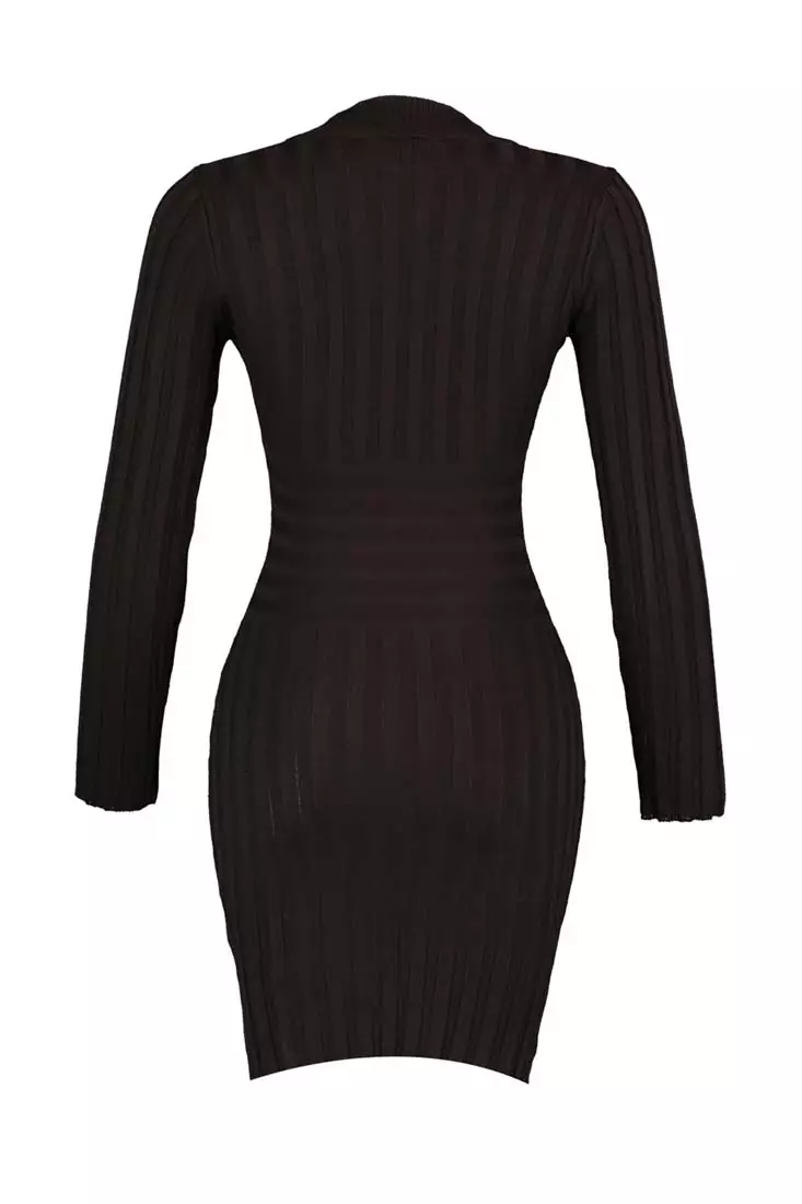 Knit Standing Collar Mini Dress