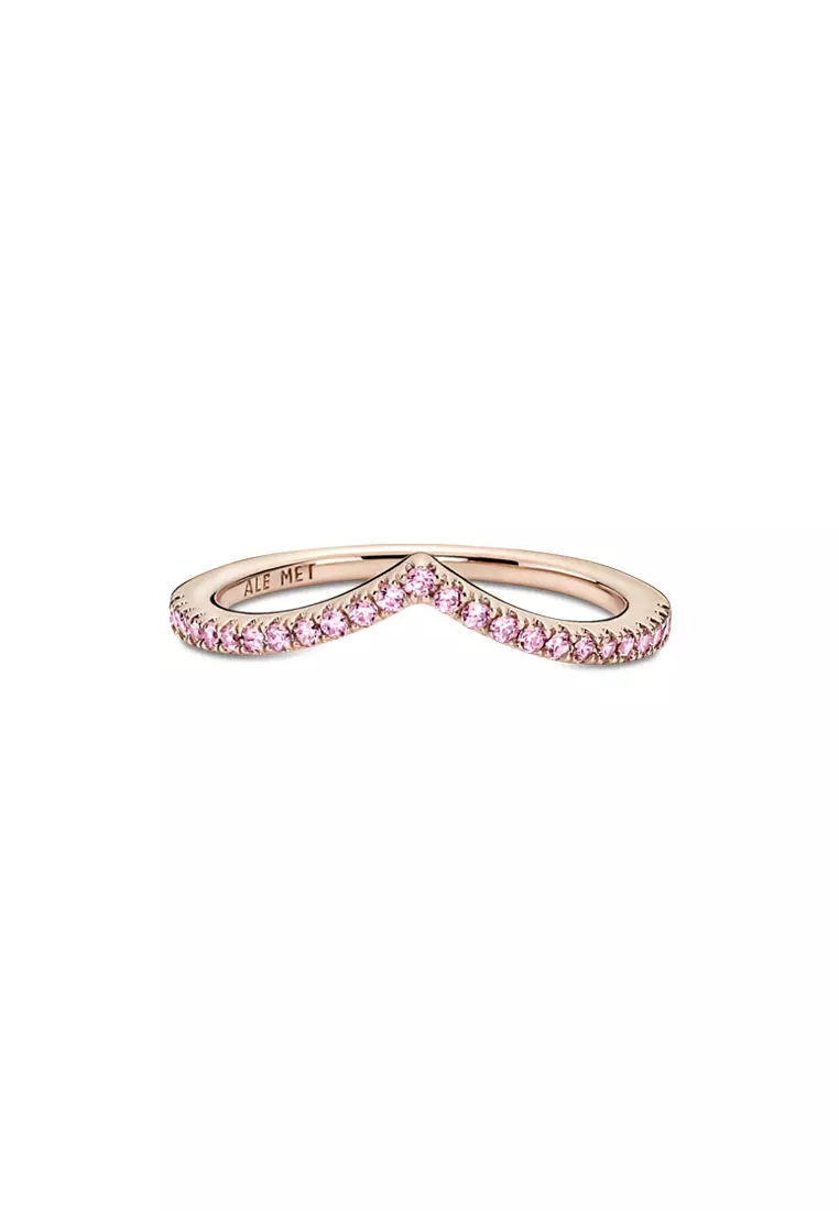 Pandora 14K Rose Gold-Plated Timeless Wish Sparkling Pink Ring