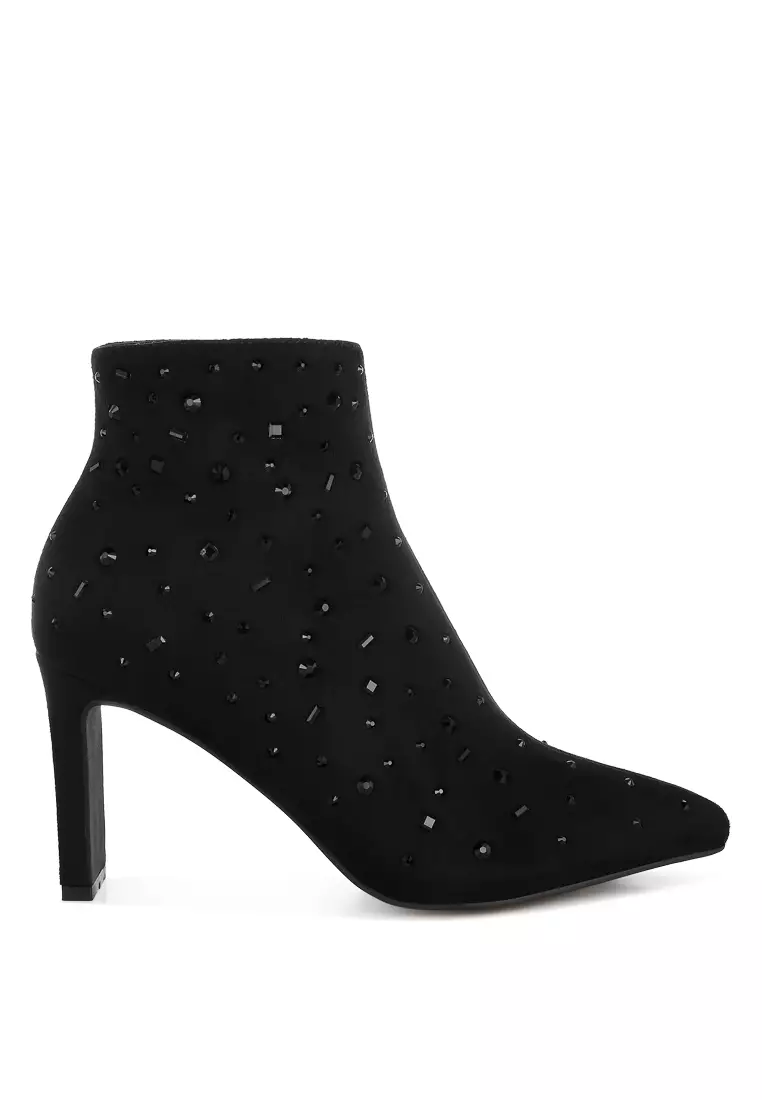Discount on Rag & CO.  shoes - SKU: Diamante Embellished Microfiber Boots in Black