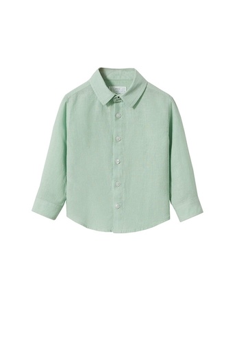 MANGO BABY green Cotton Linen-Blend Shirt A0DCCKA72C867AGS_1