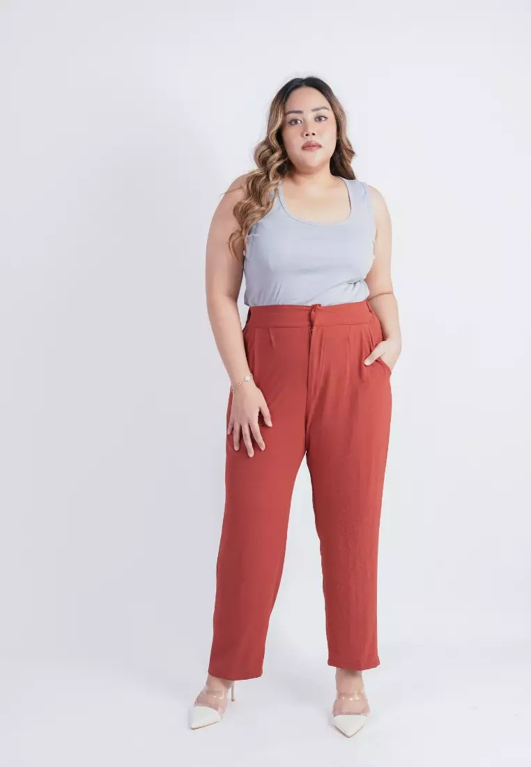 plus size min ji pants intense coral