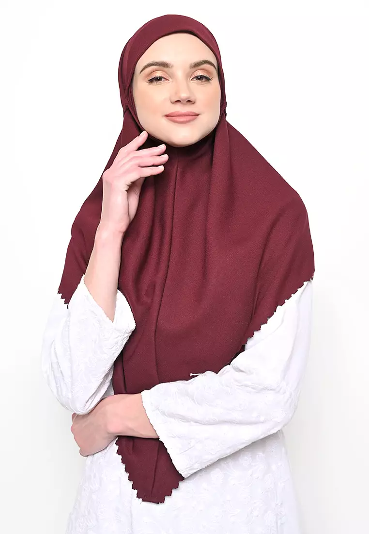 Bergo Sameera Hijab Instant Lasercut Maroon