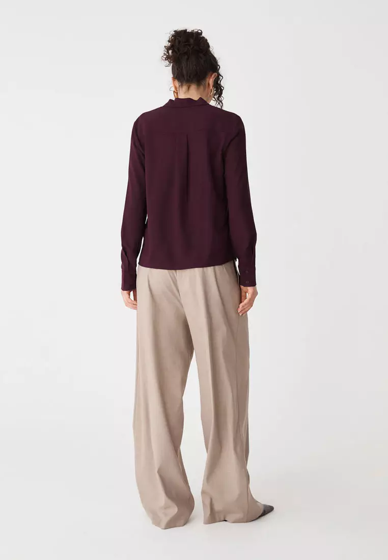 Claudia Pleat Neck Blouse