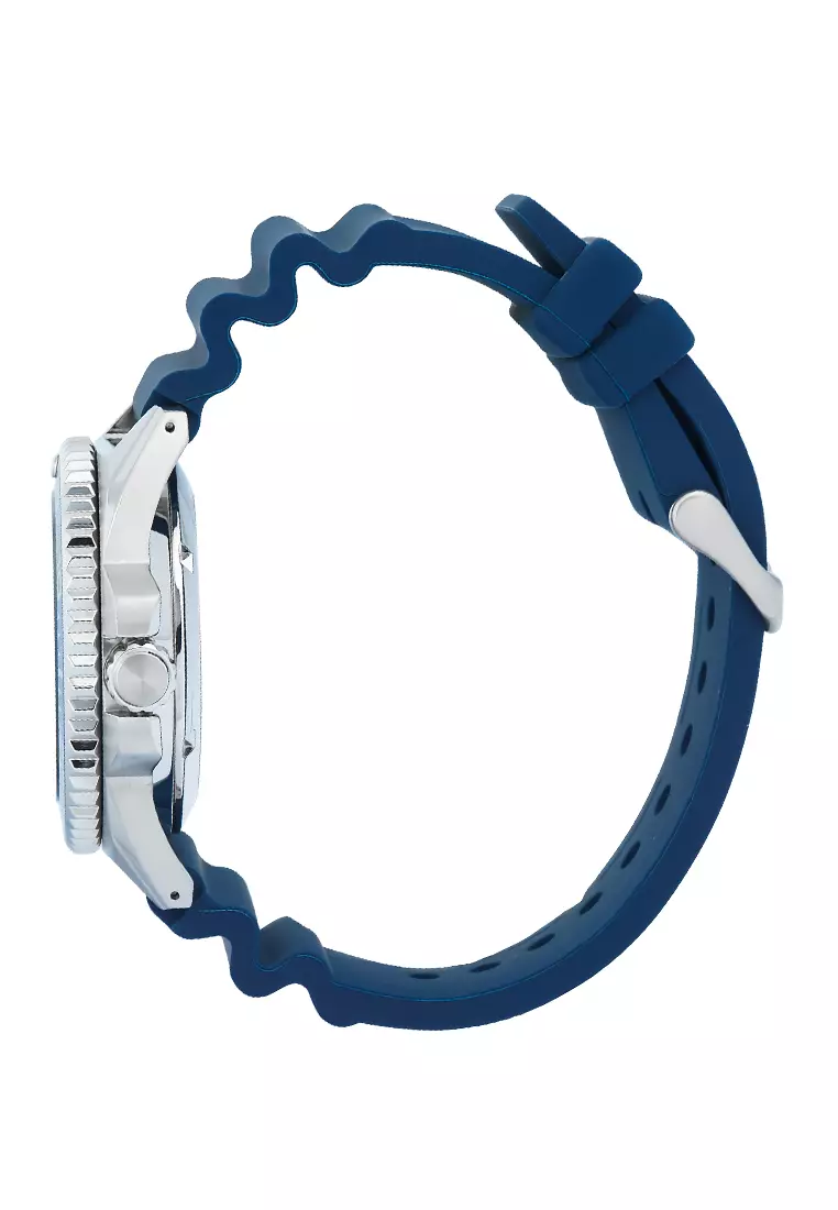 Alba Mechanical - Jam Tangan Automatic Pria - Blue Pattern Dial - Rubber Strap - A3B025X1